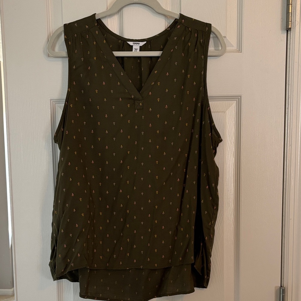 Sonoma Dark Green Sleeveless Blouse
